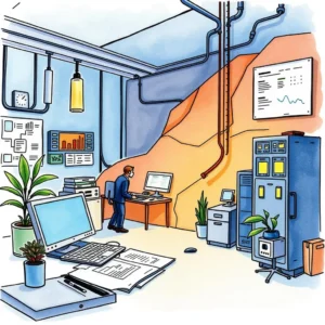 Technical issue reporter: Create comprehensive reports on technical issues rapidly 1 It workspace showcasing a professional monitoring systems and generating reports.