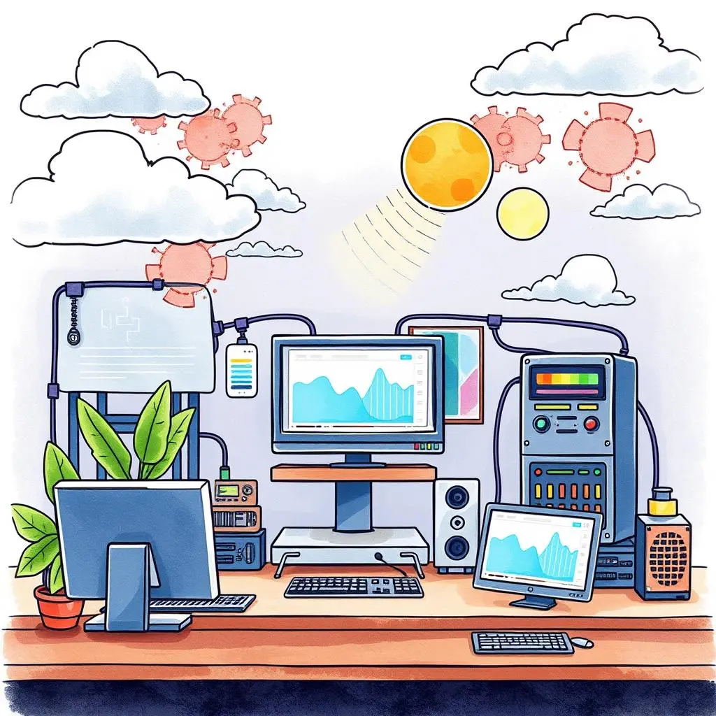 A digital workspace illustrating an uptime notification service for IT system monitoring