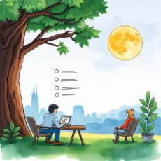 Professionals analyzing feedback in a serene outdoor setting.
