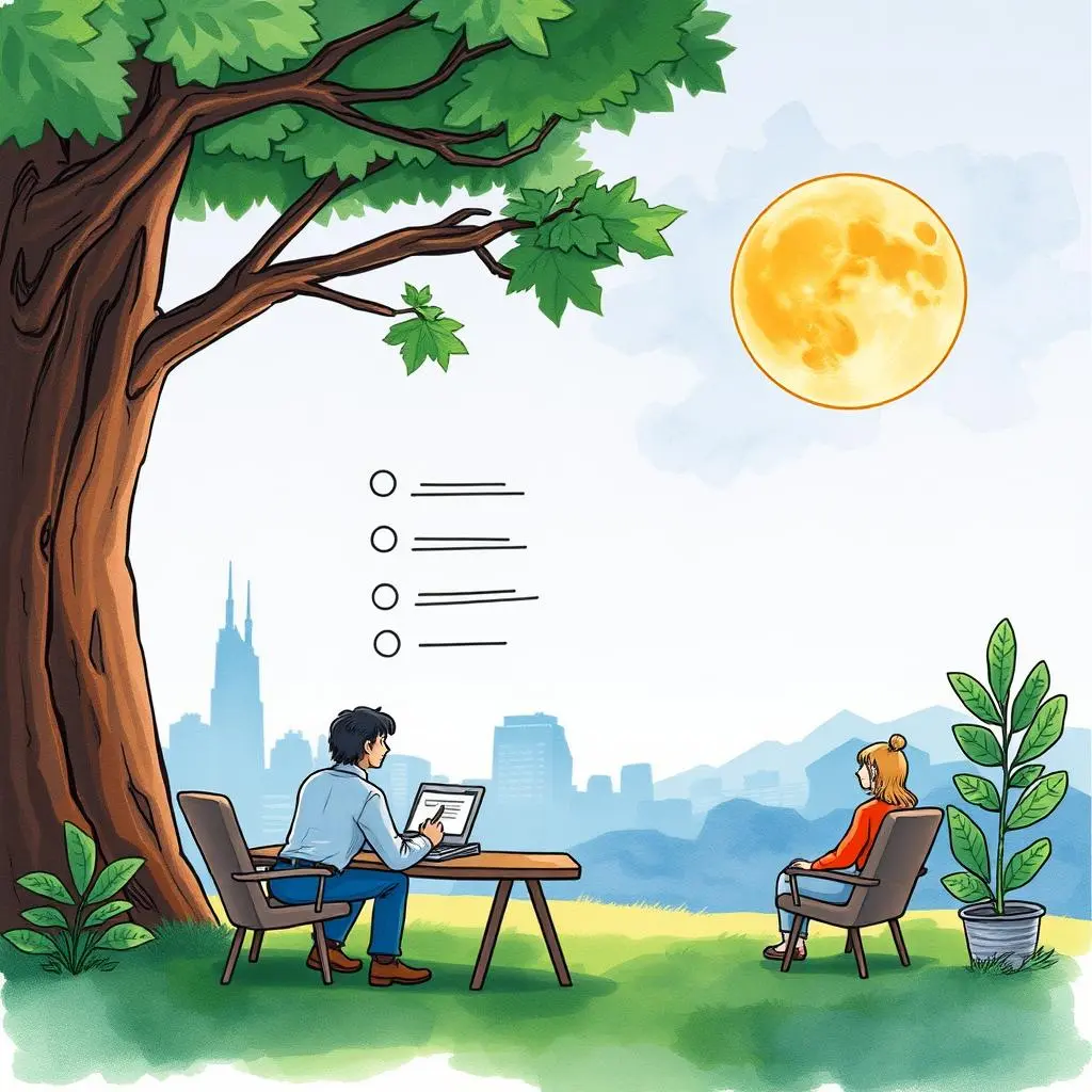 Input insight generator: Analyze feedback for actionable insights 1 Professionals analyzing feedback in a serene outdoor setting.
