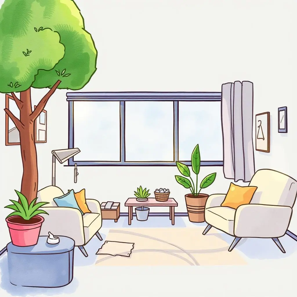 Repairs coordination notifier: Generate notifications for repair requests 1 Cozy living space designed for tenant engagement and notifications.