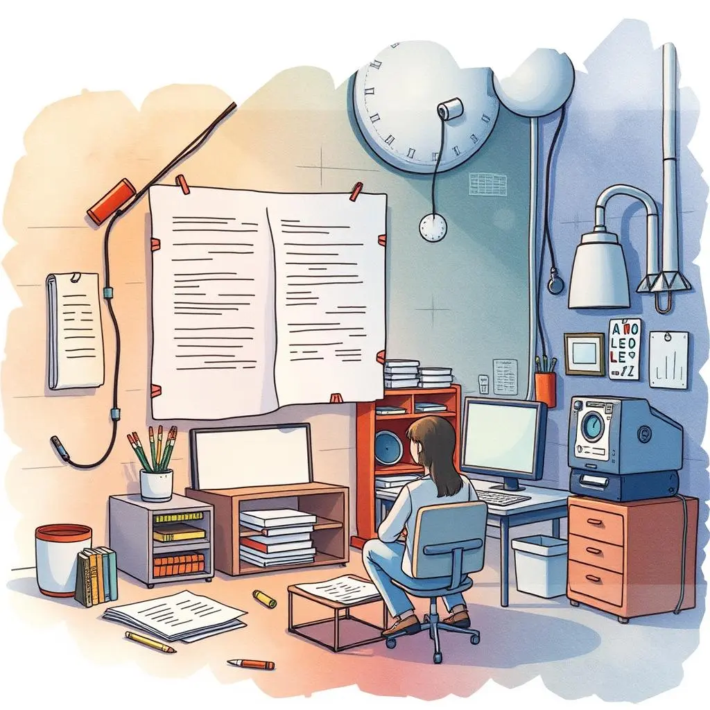 Test report summary generator: Create brief summaries of testing reports 1 Test engineer analyzing summaries in a well-equipped workspace.