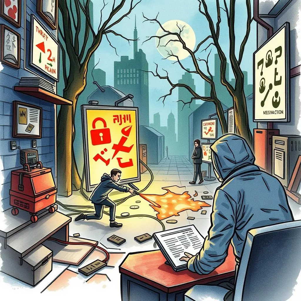 Attack vector modeler: Visualize potential attack pathways 1 A cybersecurity analyst visualizes attack pathways in a cityscape.