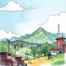 A scenic view of mountains and a rural landscape illustrating a secure environment for threat analysis
