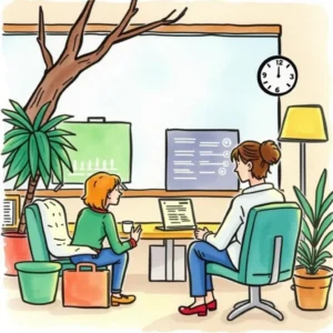 Shift coverage analyzer: Assess adequacy of shift coverage based on timecards 10 Hr professionals assessing timecard shift coverage analysis together.
