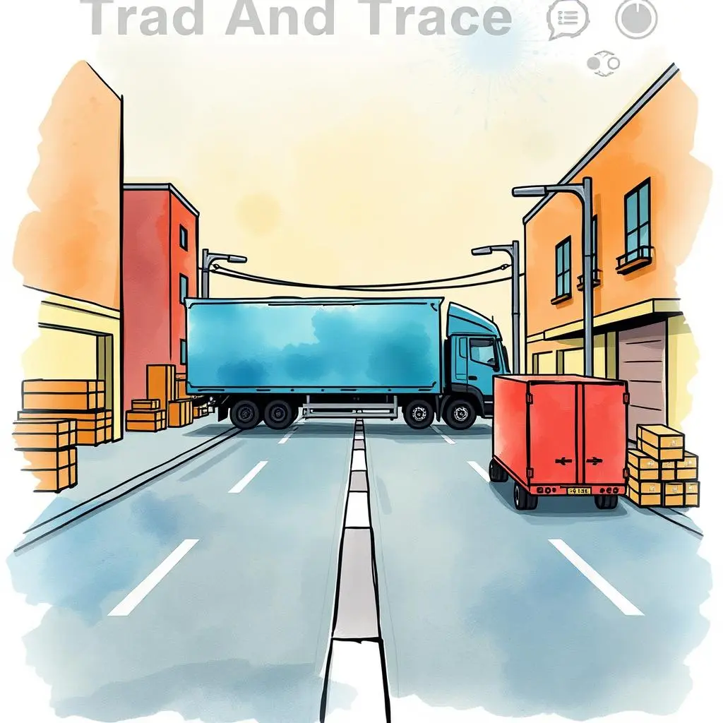 Delivery path planner: Generate optimal delivery pathways for logistics 1 Delivery truck navigating a street with delivery boxes, representing logistics pathways.