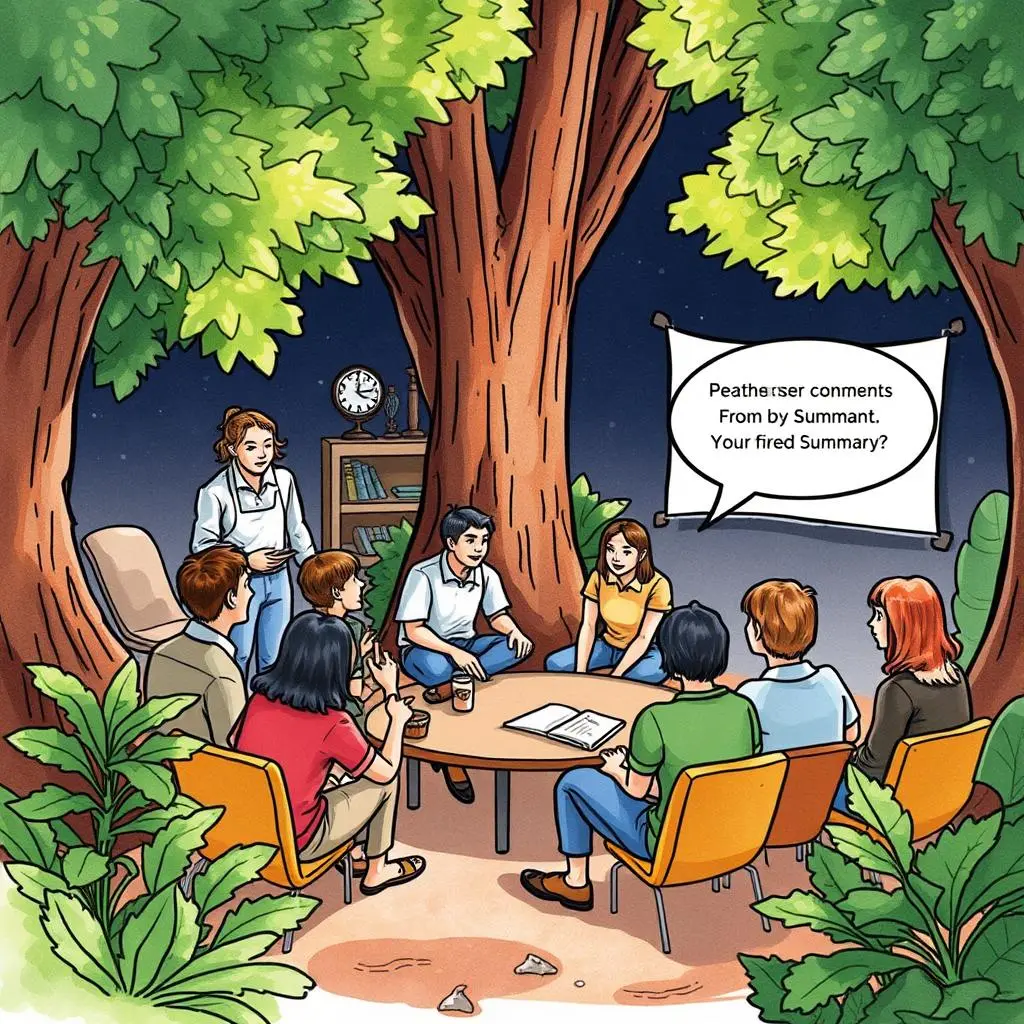 Comment synthesizer: Combine user comments into a unified summary 1 Unified group discussion under trees about synthesizing comments using a web tool.