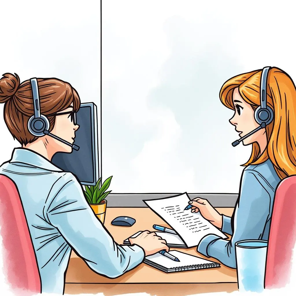 Feedback message generator: Draft personalized feedback for team members 1 A customer service training session between two call center agents discussing feedback.