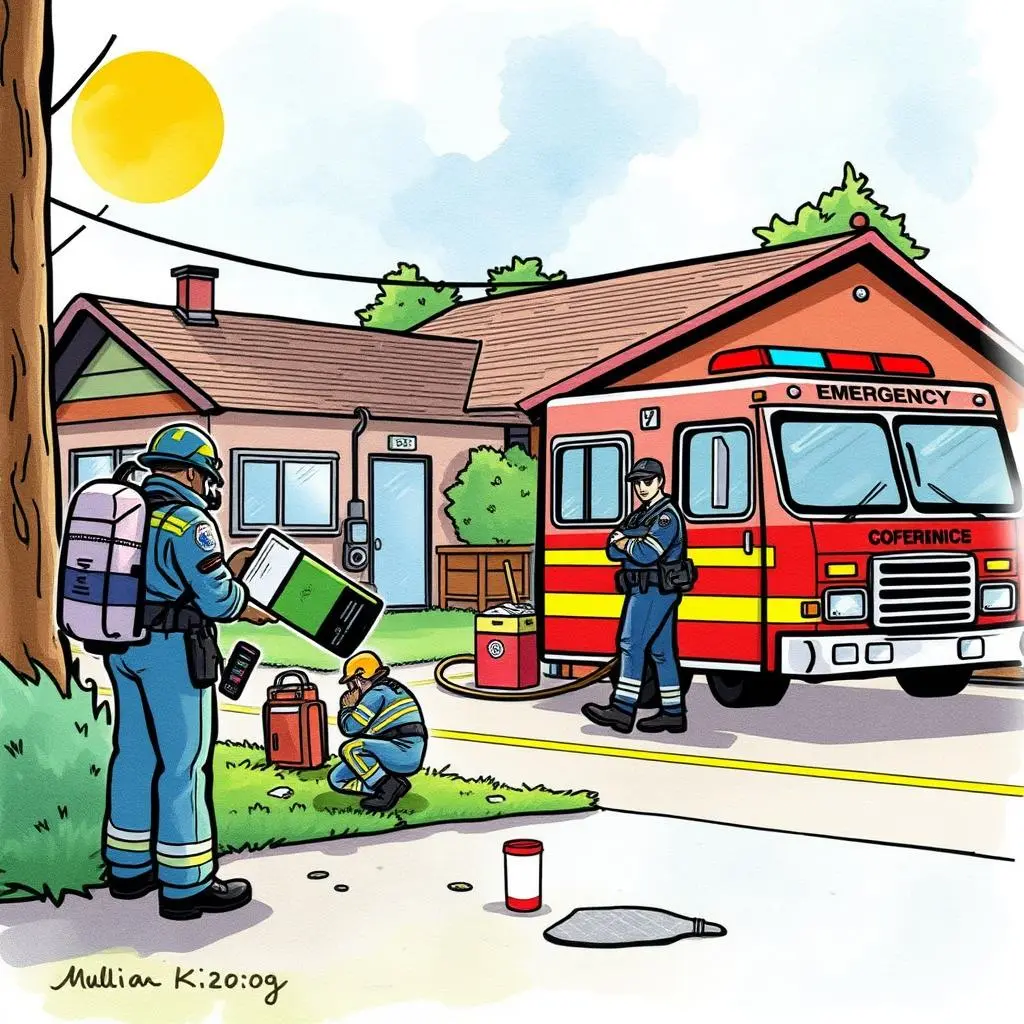 Response readiness evaluator: Assess preparedness from training assessments 1 Emergency responders assess a situation outside a house, ensuring safety and preparedness.