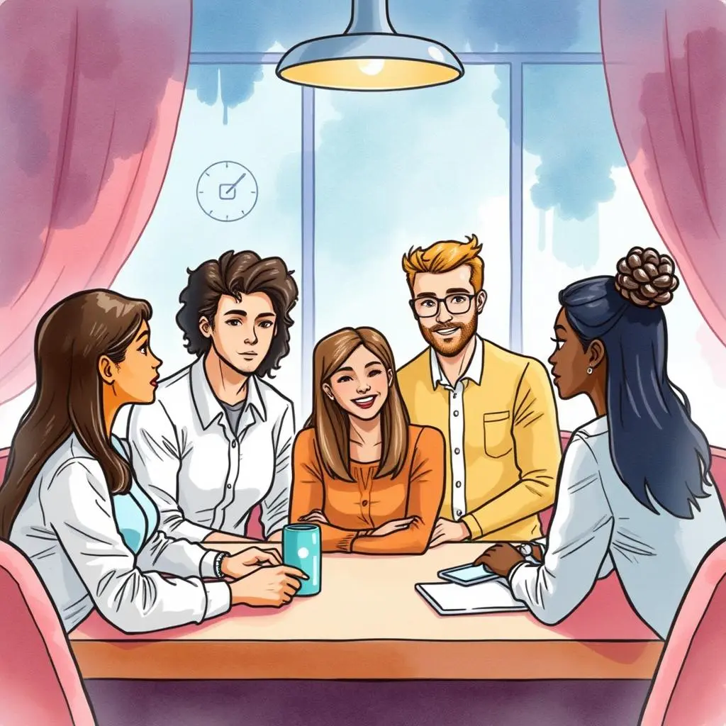 Trainer impact projection tool: Predict potential training impact based on profiles 1 A diverse group of professionals collaboratively discussing training strategies around a table.