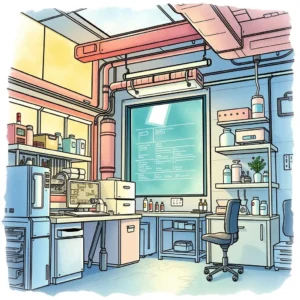 A modern laboratory workspace designed for research and development activities