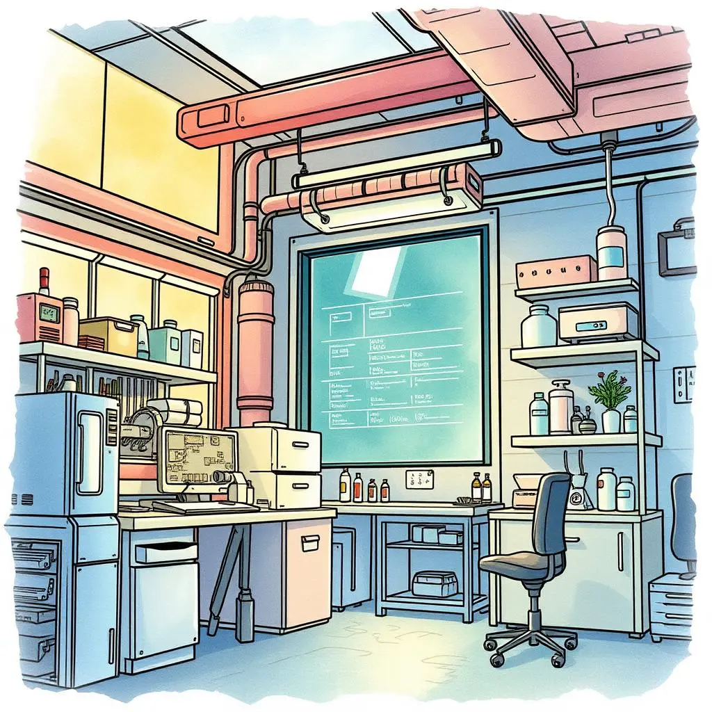 Specification writer: Produce product specifications based on entered text 1 A modern laboratory workspace designed for research and development activities