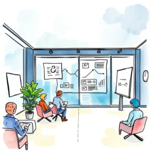 Stakeholder Insight Extractor tool showcased in a corporate strategy meeting room with engaging visuals.