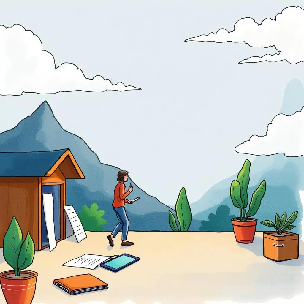 Strategy evolution advisor: Suggest necessary strategy modifications based on trends 1 A person analyzes strategy documents outdoors, symbolizing corporate strategy and trend analysis.