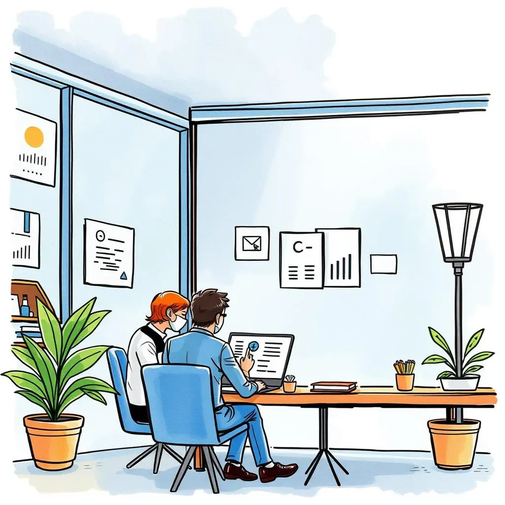 Feedback improvement analyzer: Identify areas for enhancement from feedback 1 A team discusses feedback improvement strategies using a digital tool in a modern office space.