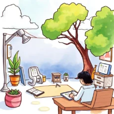 Person developing usability test scenarios in a creative workspace environment.