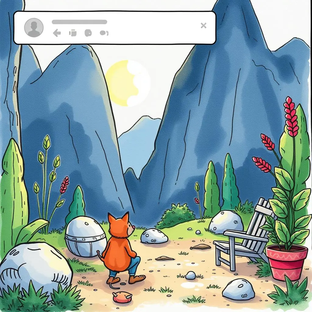 Feedback response enhancer: Improve clarity of user feedback replies 1 A cheerful fox character sits in a vibrant landscape, contemplating user feedback responses.