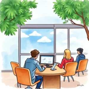 Follow-up reminder creator: Automate reminders for post-training follow-ups 3 Team collaborating at a table, planning post-training reminder automation.