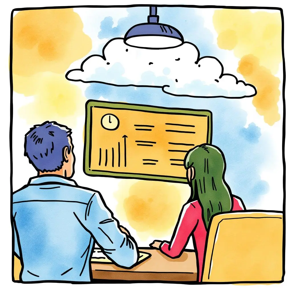 Training effectiveness evaluator: Summarize user responses to measure training success 1 Two professionals analyzing training effectiveness data on a screen.