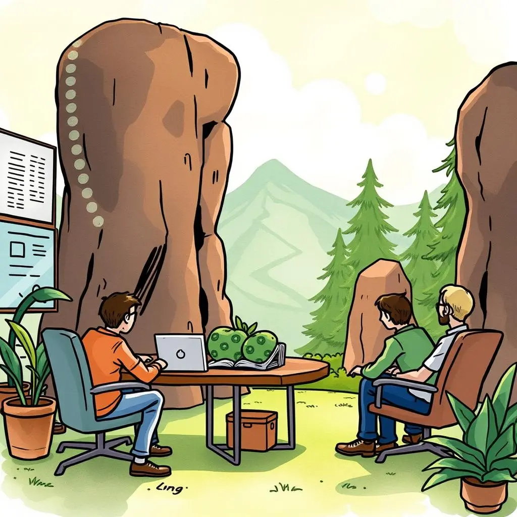 User behavior reporter: Generate reports on user engagement with training 1 Team discussing user engagement reports in a natural outdoor setting.