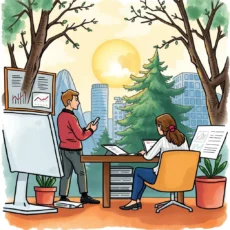 Comparative Analysis Extractor tool in use by financial analysts in a serene outdoor office setting.