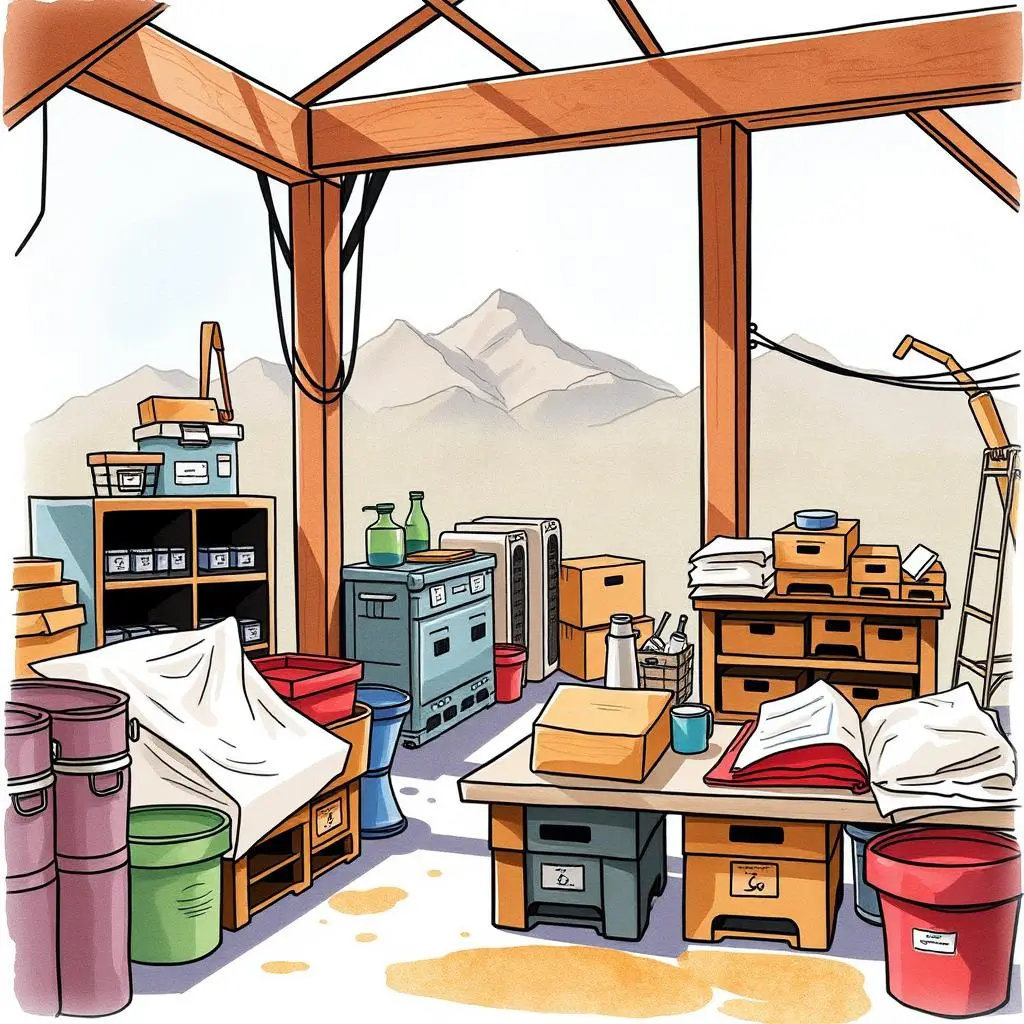 Schedule adaptator: Adjust vendor schedules based on changes 1 A cluttered workspace showcasing storage solutions for vendor coordination tasks