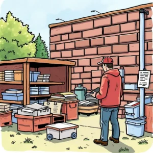A person evaluates service feedback materials in a facilities setting involving vendor coordination.
