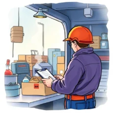 Professional evaluating vendor feedback in a facility workspace.
