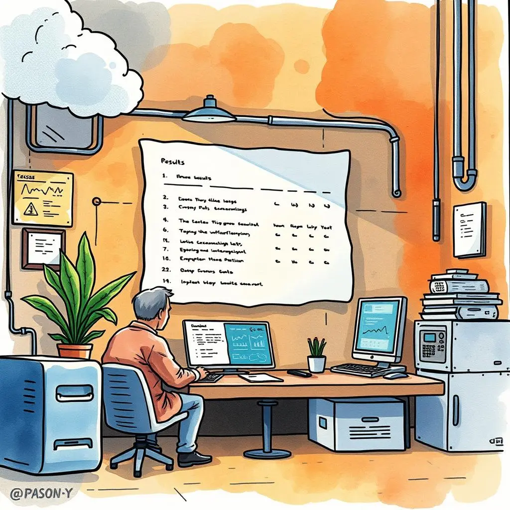 A test engineer reviews execution summary results on a computer screen.