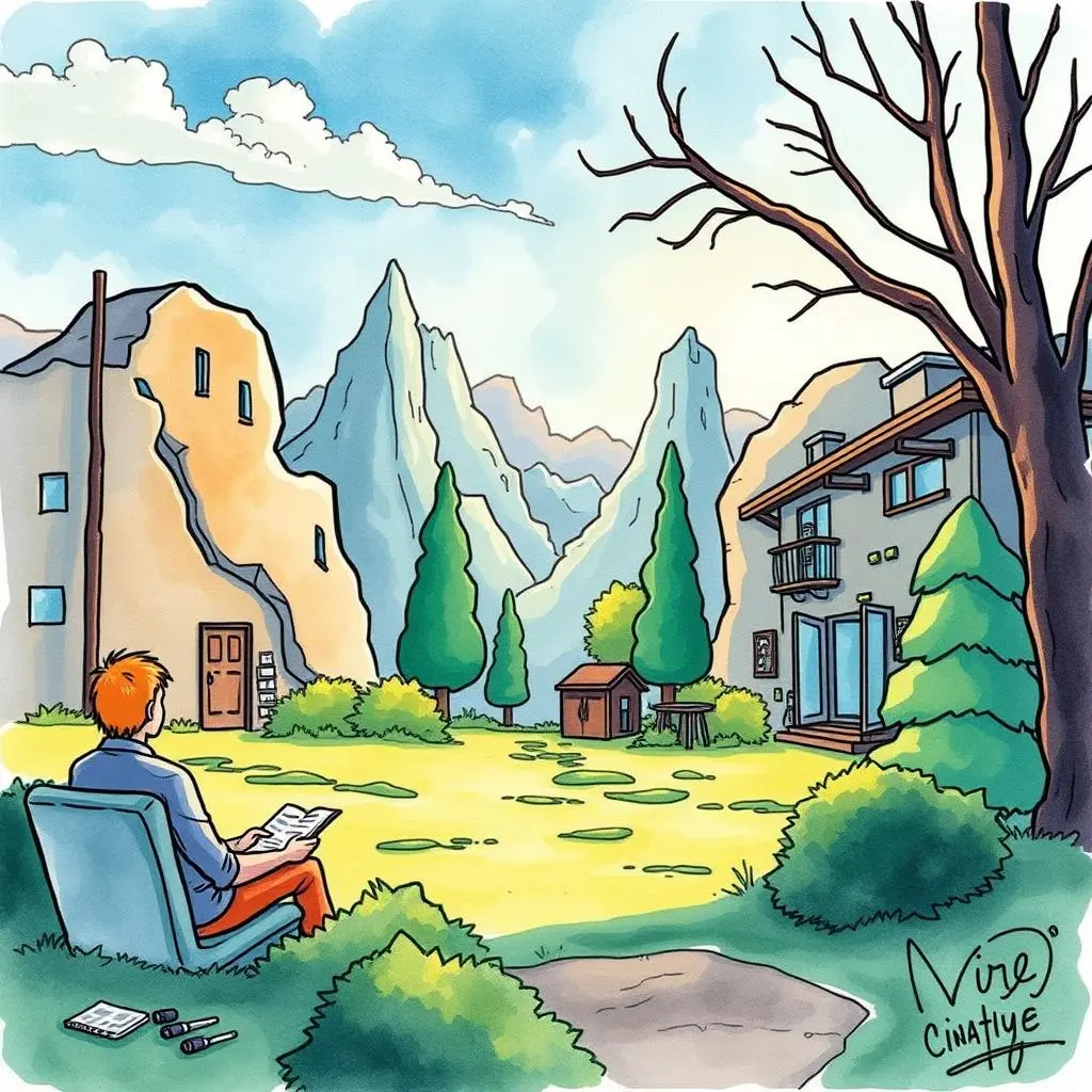 Stakeholder concern identifier: Highlight key stakeholder concerns promptly 1 Person reviewing documents in a serene mountainous landscape to identify concerns.