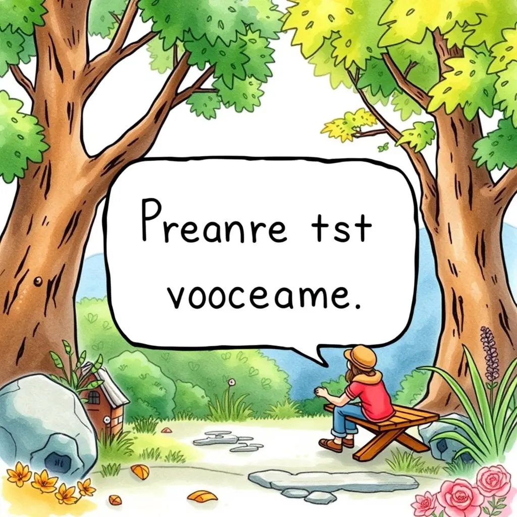 Dialogue formatter: Prepare text for seamless voiceover dialogue 1 Person sitting on a bench in a scenic park, preparing dialogue.