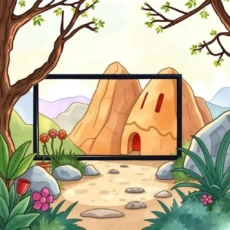 Creative landscape framed by a video screen, suggesting adjustments.