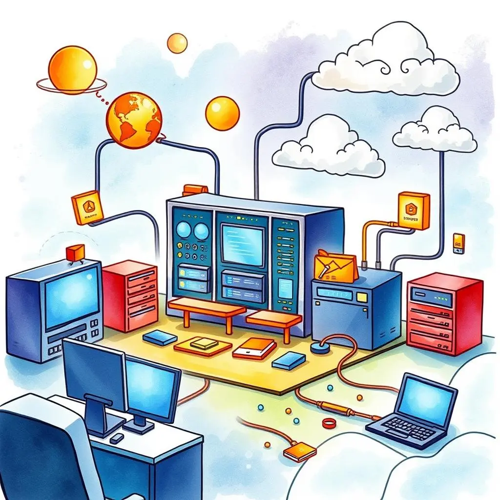 Virtualization tool illustration showcasing IT management concepts in a cloud environment