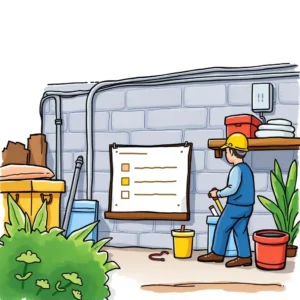 Work Order Quality Evaluator in a facility setting, showing a worker reviewing a checklist.