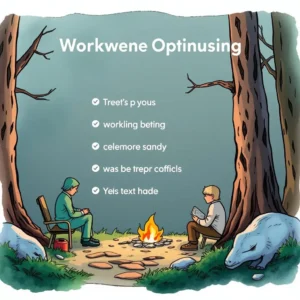 Combining text entries with a friendly atmosphere of two individuals by a campfire.