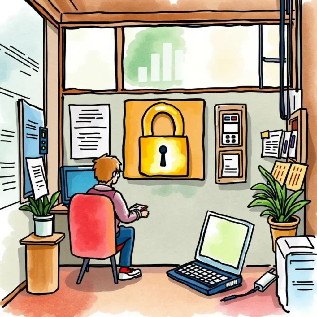 Access control review assistant: Evaluate and enhance access controls 1 Access Control Review Assistant tool in an office setting focused on data security and access management