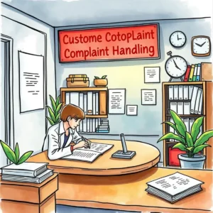 Action plan designer: Create structured corrective action plans 4 Office scene depicting a specialist handling customer complaints efficiently.
