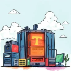Illustration of interconnected it assets in a vibrant, modern setting.