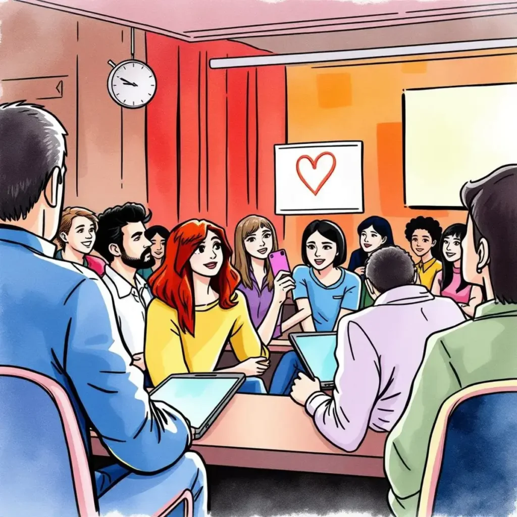 Engagement breach analyzer: Evaluate influencer performance metrics for partnership 1 A diverse team discussing influencer performance metrics in a meeting.