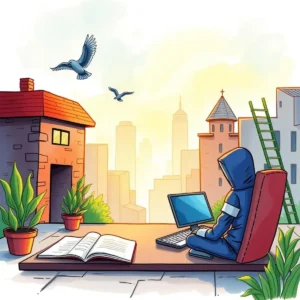 Person using a laptop outdoors, symbolizing cybersecurity training and awareness.