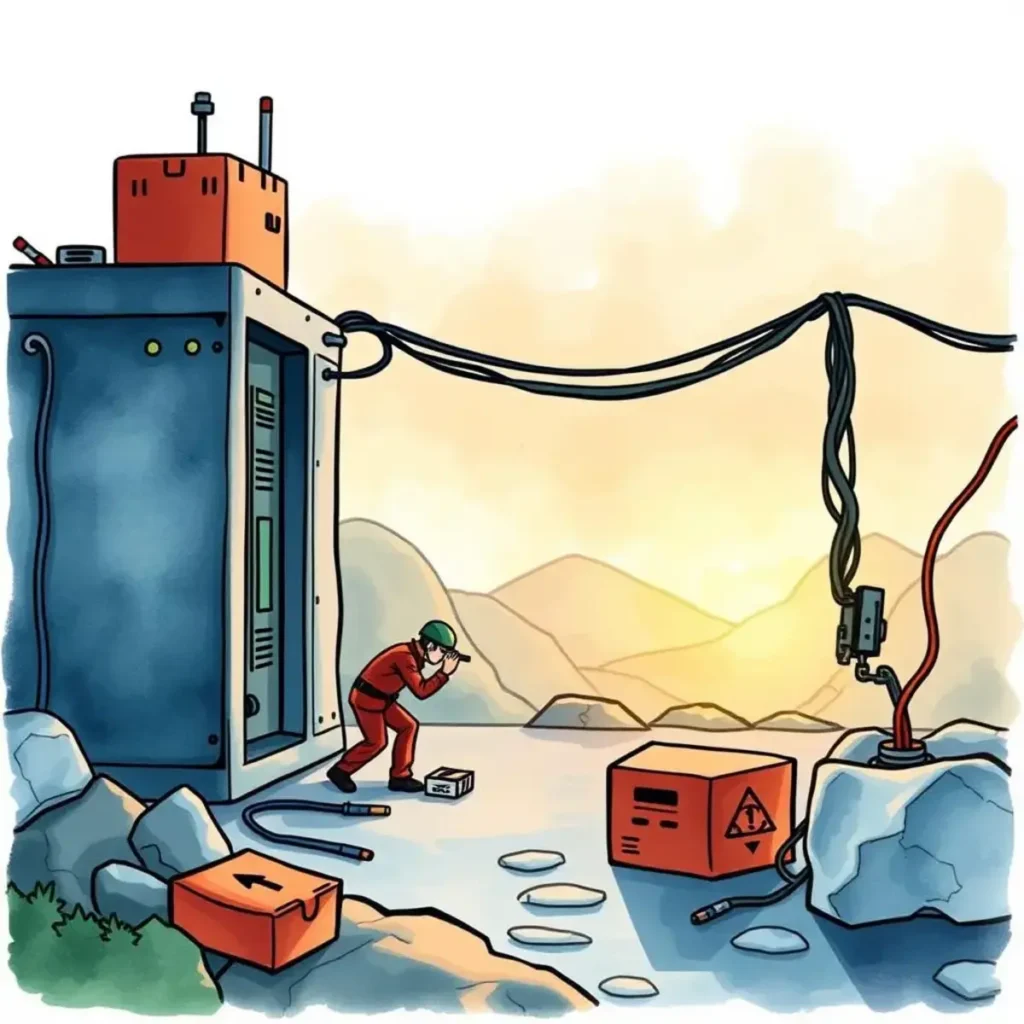 Data protection strategy maker: Formulate robust data protection strategies 1 Illustration of a technician managing data backup equipment outdoors.