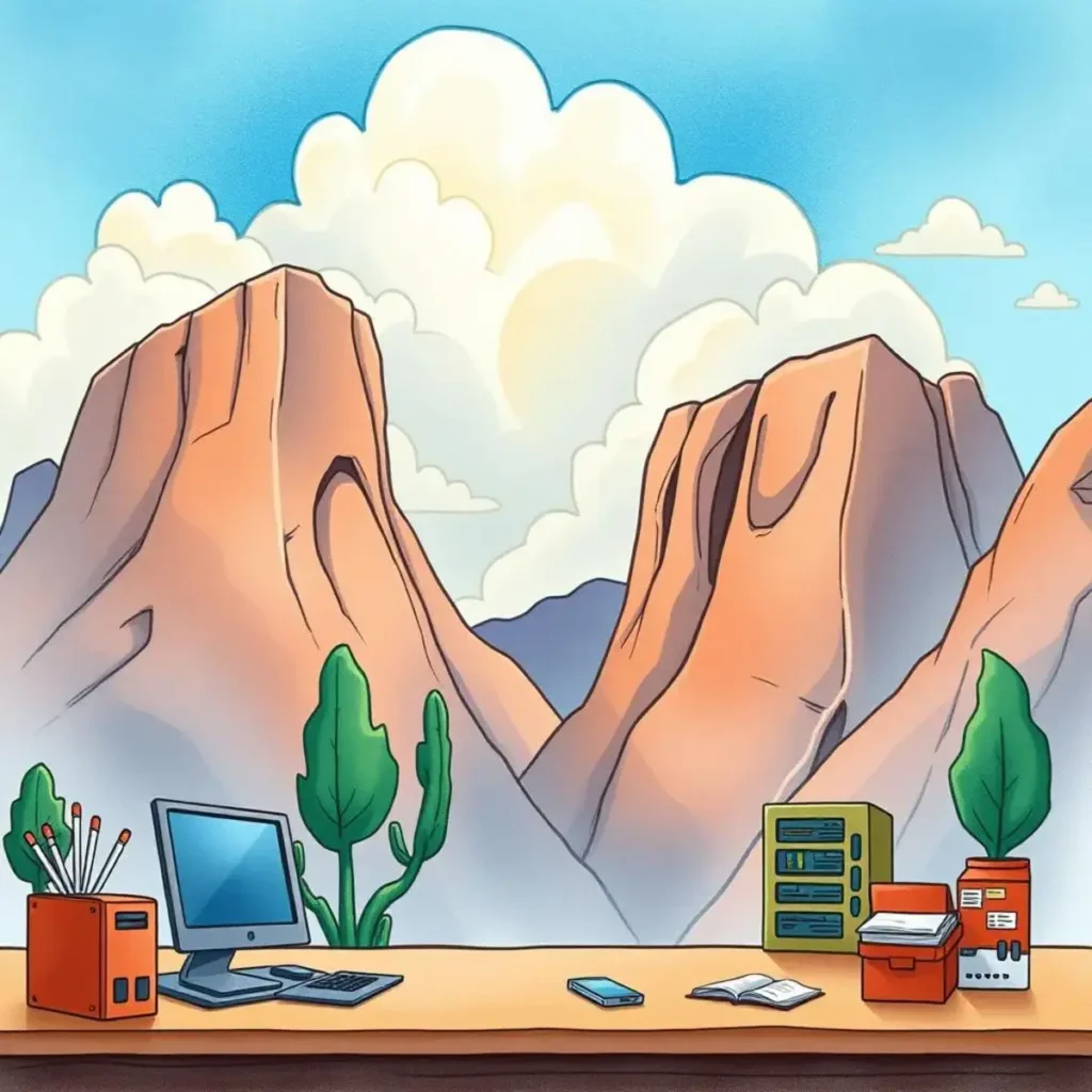 Backup checklist builder: Design comprehensive backup checklists for deployment 1 A scenic workspace featuring mountains, illustrating backup checklist development.