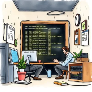 IT professional summarizing backup logs on a computer screen.