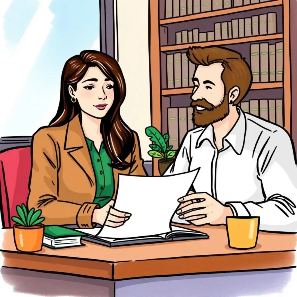Benefit compliance reviewer: Validate employee benefits against legal mandates 1 Professionals reviewing employee benefit compliance documents in an office.