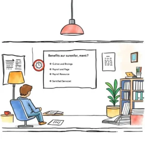 Benefit resources list generator: Create a list of relevant resources for employees during enrollment 5 A person seated at a desk studies a presentation about employee benefits resources.