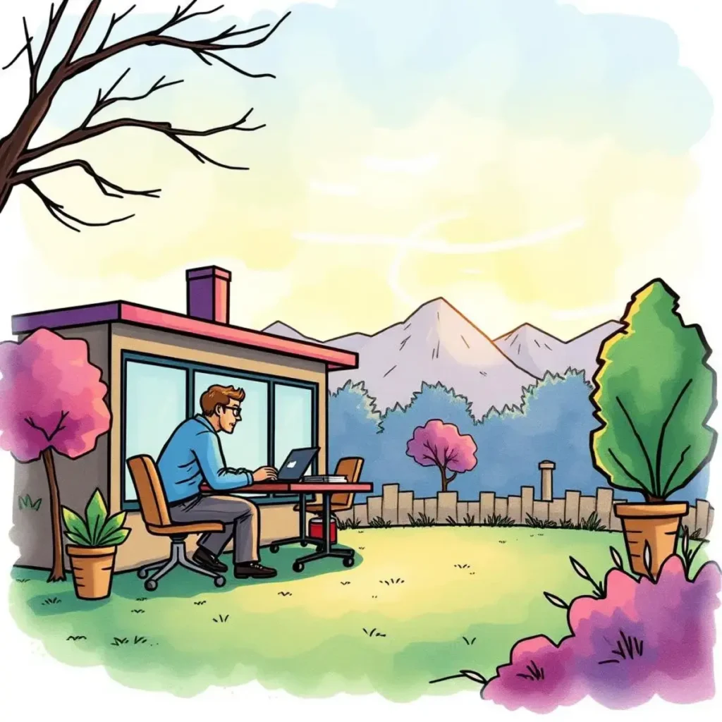 Enrollment form response assistant: Generate responses for benefits enrollment queries 1 Person working on a laptop outdoors, surrounded by nature and plants.