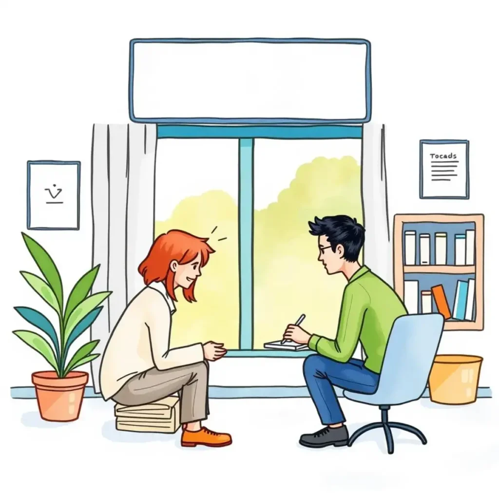 Plan adjustment generator: Create detailed documentation for plan modifications 1 Two professionals discuss benefits modifications in a bright office space.