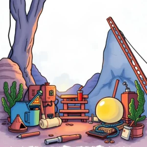 Illustration of tools and materials for branch comparison in software development.