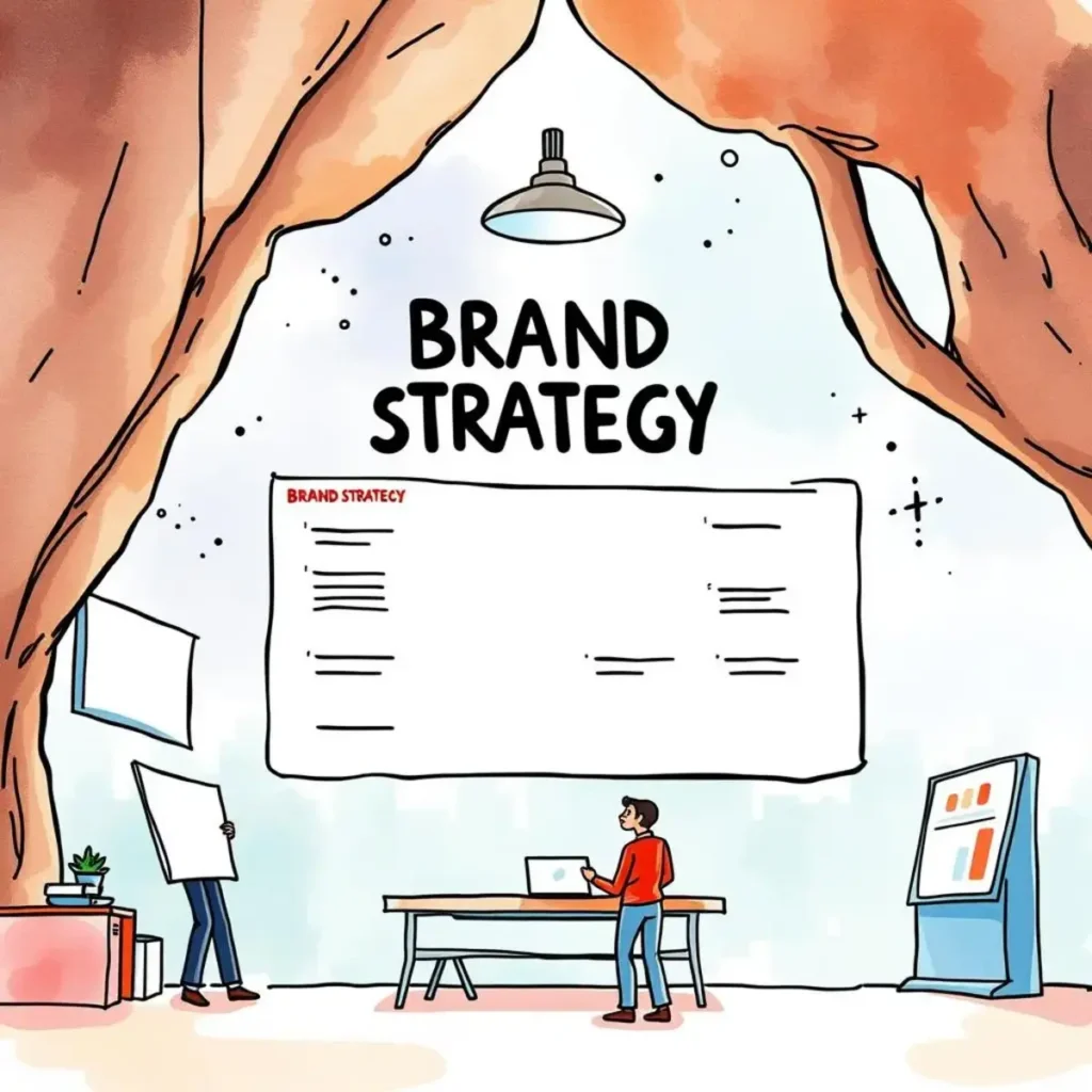 Brand messaging matrix: Shape structured brand message frameworks 1 Illustration of individuals developing a brand strategy framework.