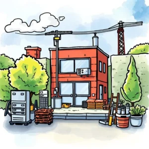 Budget tracker generator: Develop optimized budget plans easily 6 Colorful illustration of a maintenance facility with tools and materials.